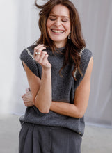 Load image into Gallery viewer, YEST - Ula Embellished Sleeveless Knit - Dark Grey Melange
