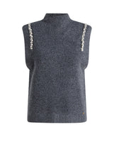 Load image into Gallery viewer, YEST - Ula Embellished Sleeveless Knit - Dark Grey Melange