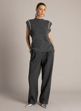 Load image into Gallery viewer, YEST - Ula Embellished Sleeveless Knit - Dark Grey Melange