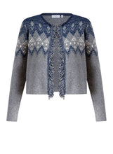 Load image into Gallery viewer, YEST - Ulrike Jacquard Cardigan - Dark Blue