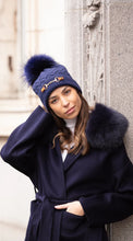 Load image into Gallery viewer, Luxy - Burley Faux Fur Pom Pom Hat - Navy Blue