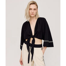 Load image into Gallery viewer, ACCESS - Tie Front Blouse - Black