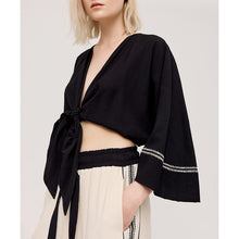 Load image into Gallery viewer, ACCESS - Tie Front Blouse - Black