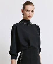 Load image into Gallery viewer, ACCESS - High Neck Blouse with Embellishment - Black