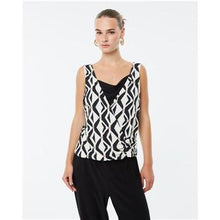 Load image into Gallery viewer, Paz Torras - Sleeveless Drape Neck Top - Black & Whte