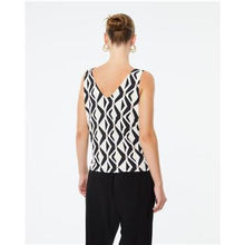 Load image into Gallery viewer, Paz Torras - Sleeveless Drape Neck Top - Black & Whte