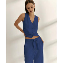 Load image into Gallery viewer, Paz Torras - Tie Waist Pants - Cobalt