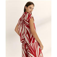 Load image into Gallery viewer, Paz Torras - Cap Sleeve Shirt - Red & White