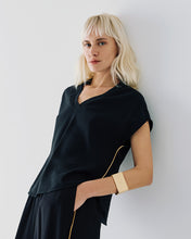 Load image into Gallery viewer, ACCESS - Sleeveless Top With Gold Piping - Black