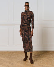 Load image into Gallery viewer, ACCESS - Printed Mesh Dress - Brown/Black
