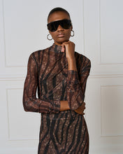 Load image into Gallery viewer, ACCESS - Printed Mesh Dress - Brown/Black