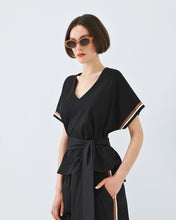 Load image into Gallery viewer, ACCESS - V Neck Top with Sports Luxe Trim - Black