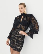 Load image into Gallery viewer, ACCESS - Lace Blouse with Tie Neck - Black