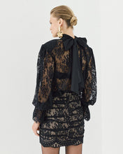 Load image into Gallery viewer, ACCESS - Lace Blouse with Tie Neck - Black