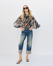 Load image into Gallery viewer, ACCESS - Pussy Bow Blouse - Black Zebra