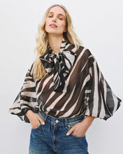 Load image into Gallery viewer, ACCESS - Pussy Bow Blouse - Black Zebra