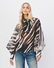 Load image into Gallery viewer, ACCESS - Pussy Bow Blouse - Black Zebra