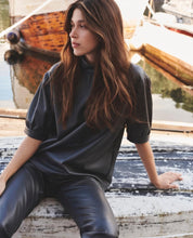 Load image into Gallery viewer, YAYA - Faux Leather Top ~ Pinstripe Grey