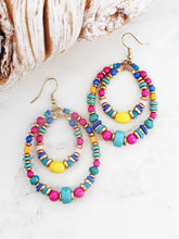Load image into Gallery viewer, SUZIE BLUE - Beaded Double Hoop Earrings- Multicolour AY1607