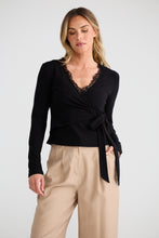 Load image into Gallery viewer, Brave& True - Brigitte Wrap Top - Black
