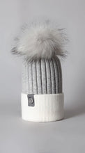 Load image into Gallery viewer, Luxy ~ Harley Faux Fur Pom Pom Hat - Grey/Winter White