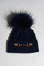 Load image into Gallery viewer, Luxy - Burley Faux Fur Pom Pom Hat - Navy Blue