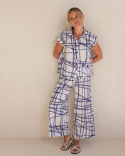 Load image into Gallery viewer, SEESAW - Linen Palazzo Print Pants - Denim/White