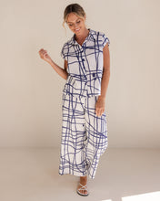 Load image into Gallery viewer, SEESAW - Linen Palazzo Print Pants - Denim/White