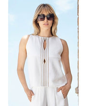 Load image into Gallery viewer, Aggel - Seersucker Top with Detail Front  - White