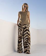 Load image into Gallery viewer, Aggel - Wide Leg Animal Print Pants - Brown & Cream