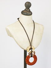 Load image into Gallery viewer, Suzie Blue - Triple Ring Pendant Necklace - Orange UJ6607