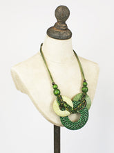 Load image into Gallery viewer, Suzie Blue - Statement 3 Ring Necklace - Mint & Green UJ6608