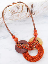Load image into Gallery viewer, Suzie Blue - Statement Ring Necklace - Orange UJ6608