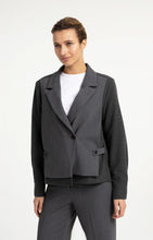 Load image into Gallery viewer, YAYA - Loose Fit Blazer with Contrast Fabric - Anthracite Melange