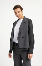Load image into Gallery viewer, YAYA - Loose Fit Blazer with Contrast Fabric - Anthracite Melange