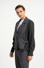 Load image into Gallery viewer, YAYA - Loose Fit Blazer with Contrast Fabric - Anthracite Melange