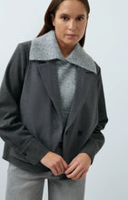 Load image into Gallery viewer, YAYA - Loose Fit Blazer with Contrast Fabric - Anthracite Melange