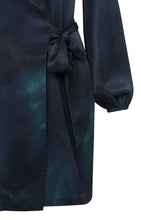 Load image into Gallery viewer, Yaya Satin Blazer Wrap Dress ~ Blueberry Blue