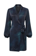 Load image into Gallery viewer, Yaya Satin Blazer Wrap Dress ~ Blueberry Blue