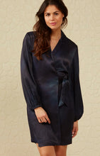 Load image into Gallery viewer, Yaya Satin Blazer Wrap Dress ~ Blueberry Blue