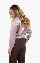 Load image into Gallery viewer, YAYA - Cropped Satin Blouse - Cloud Gray Purple