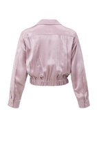 Load image into Gallery viewer, YAYA - Cropped Satin Blouse - Cloud Gray Purple