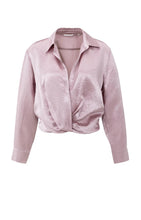 Load image into Gallery viewer, YAYA - Cropped Satin Blouse - Cloud Gray Purple
