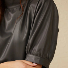 Load image into Gallery viewer, YAYA - Faux Leather Top ~ Pinstripe Grey