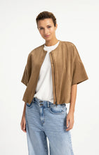 Load image into Gallery viewer, YAYA - Oversized Short Sleeve Suedine Jacket - Otter Brown