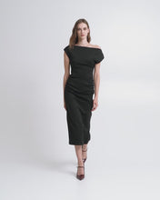 Load and play video in Gallery viewer, ACCESS - Off Shoulder Ruched Dress - Black