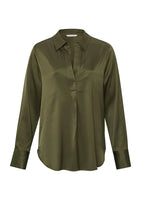 Load image into Gallery viewer, YAYA - Satin Shirt Top - Dark Army Green