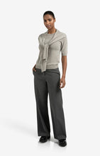 Load image into Gallery viewer, YAYA - Short Sleeve Sweater with Fixed Scarf - Brownish Grey
