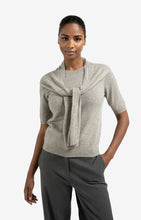 Load image into Gallery viewer, YAYA - Short Sleeve Sweater with Fixed Scarf - Brownish Grey