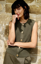 Load image into Gallery viewer, YEST - Sleeveless Textured Cardigan - Army Green
